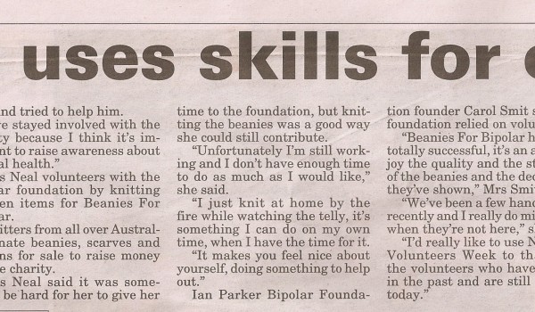 Knitter uses skills for charity (Page 6 story)